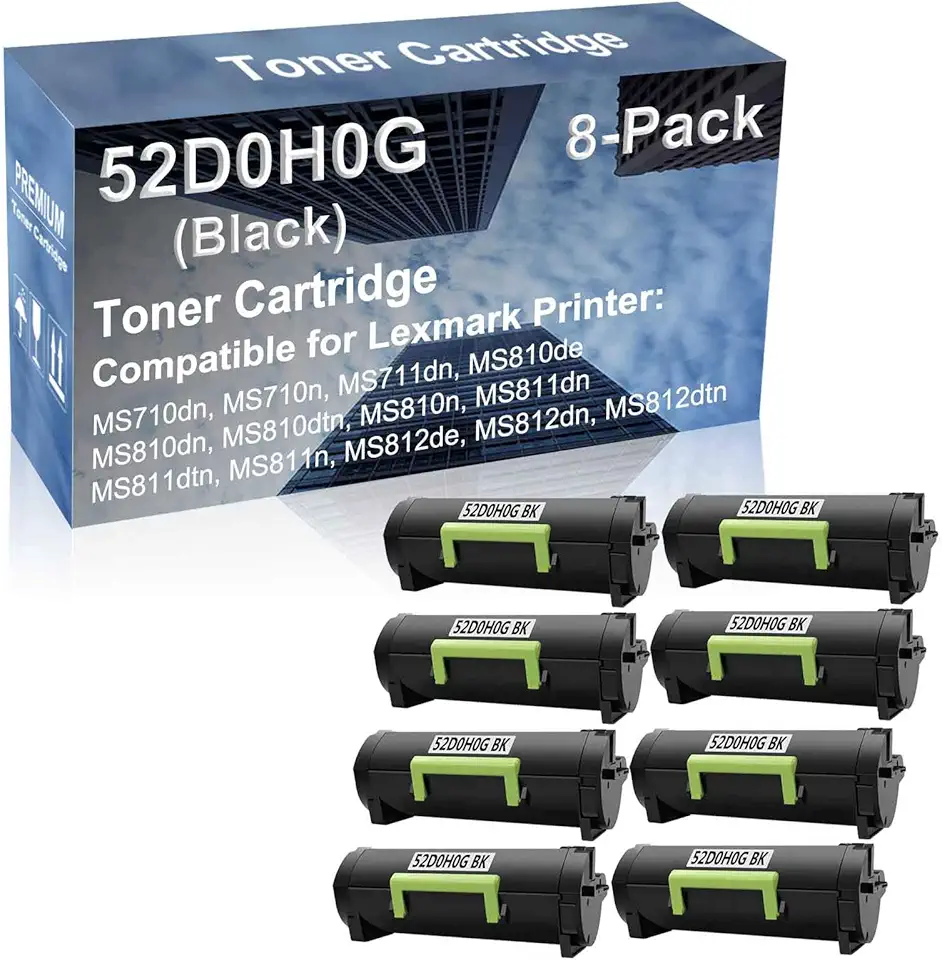 8-Pack Compatible High Capacity 52D0H0G Imaging Toner Cartridge use for MS710dn, MS710n, MS711dn, MS810de, MS810dn Printer (Black)