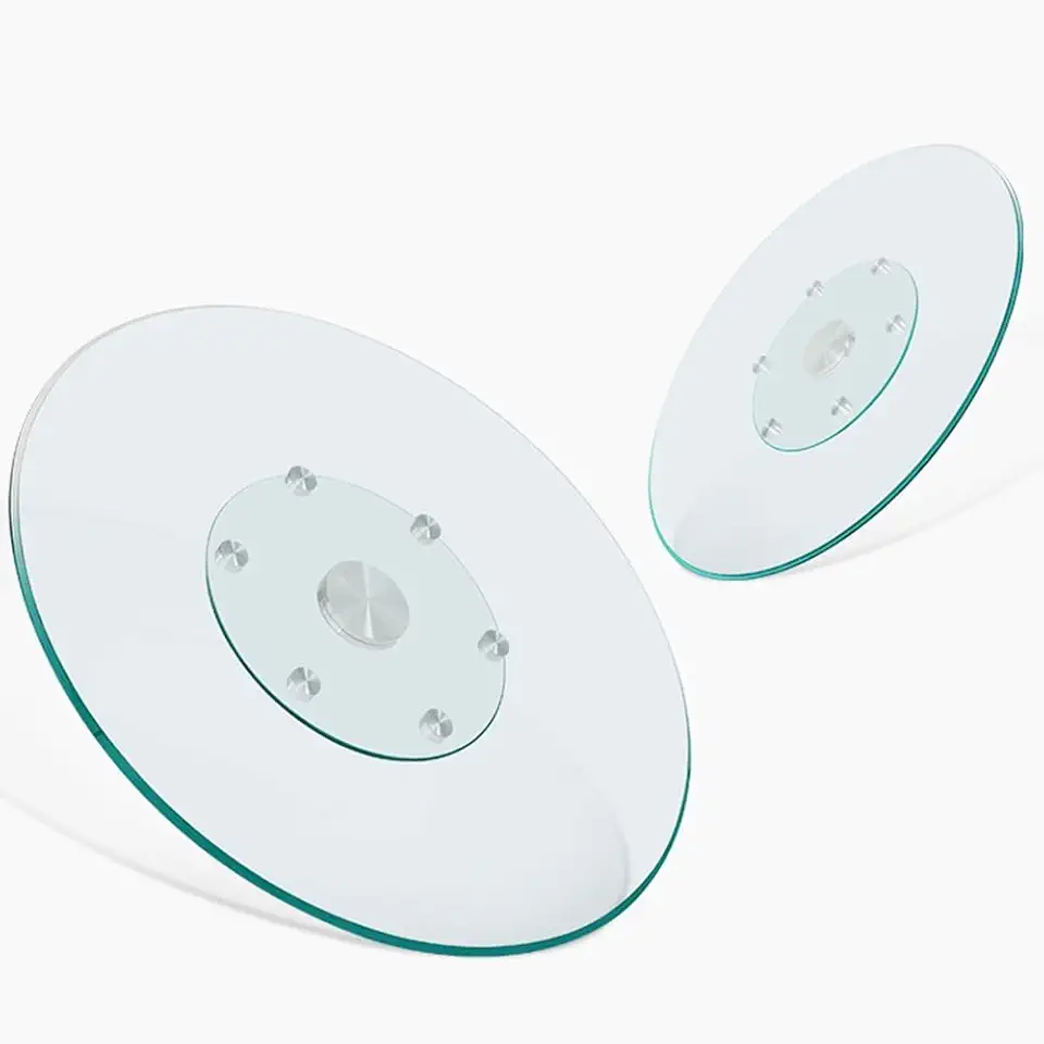 Glass Lazy Susan Turntable 24'' 28'' 30'' 36'' 40'' Clear Tabletop Rotating Tray Rotating Serving Plate for Dining Table with 6 Rotating Wheels(70 cm(28in))