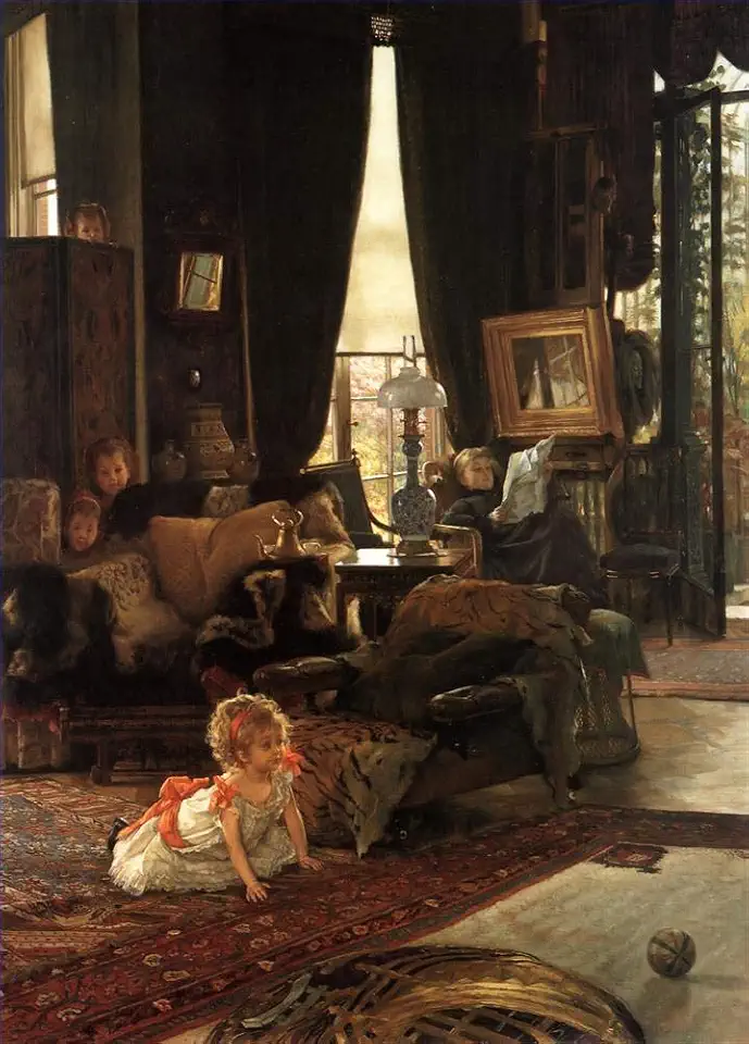 Toperfect 3 Paintings Hide and Seek James Jacques Joseph Tissot kids Oil Art on Canvas - Famous Artworks -Size04, $50-$2000 Hand Painted by Art Academies' Teachers