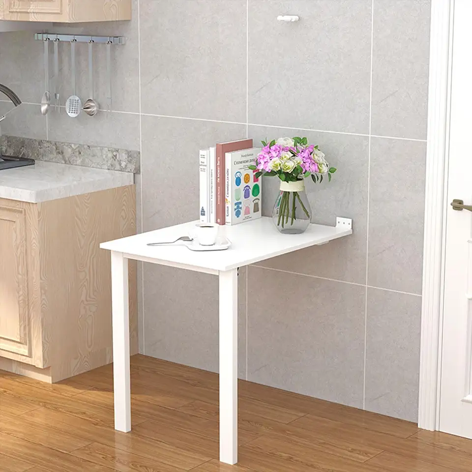 Floating Desk，wall Mounted Folding Table，wall Desk，hideaway Desk，Wall Mounted Table Space Saver Fold out Convertible Desk，for small Spaces Desk Office Home Kitchen Dining Table ( Color : White , Size