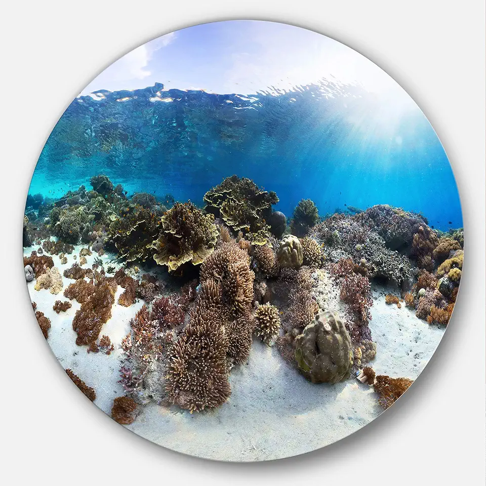 Designart MT6443-C23 Metal Wall Art-Disc of 23 inch, 23'' H x 23'' W x 1'' D 1P, Blue/Gray