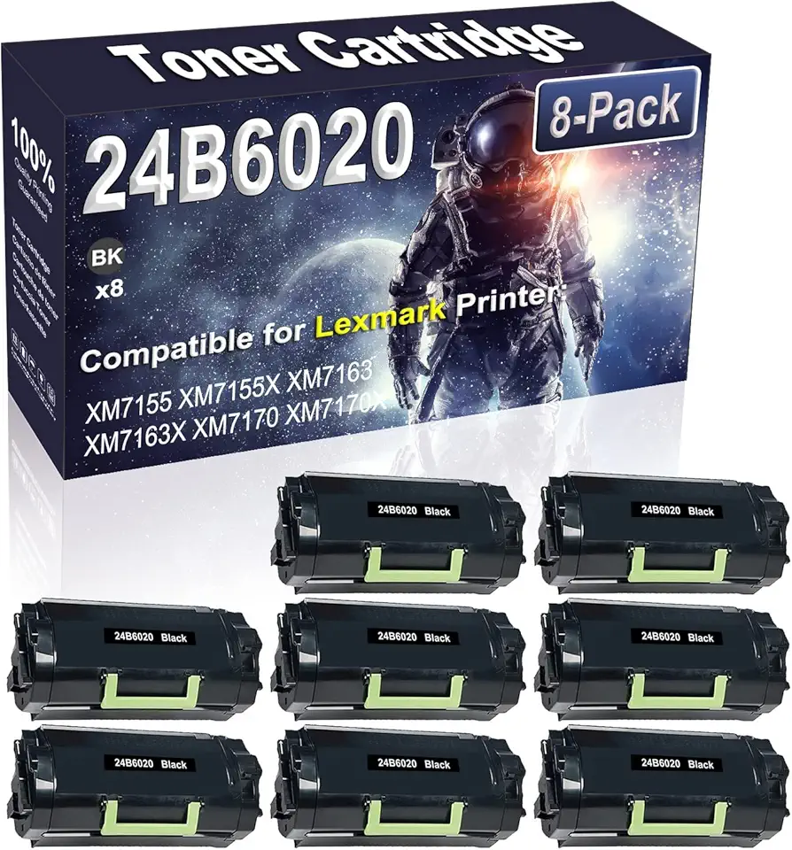 8-Pack (Black) Compatible 24B6020 Laser Toner Cartridge Replacement for XM7155 XM7155X XM7163 XM7163X XM7170 XM7170X Printer