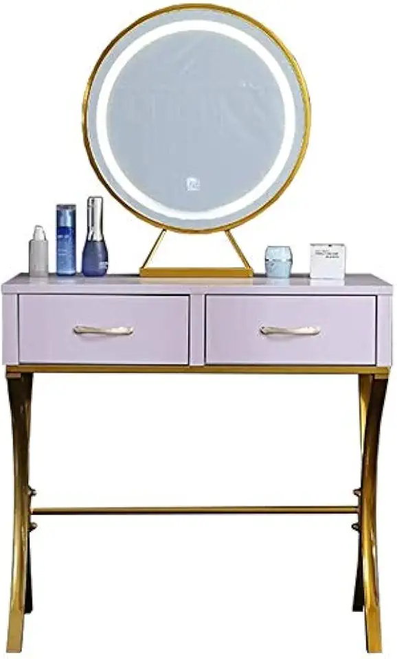 high-end Dressing Table 2 in 1 Makeup Vanity Desk Purple Dressing Table with Mirror Vanity Makeup Table with Cushioned Stool