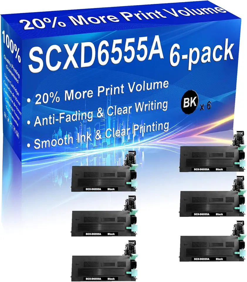 6-Pack (Black) Compatible High Yield SCX-6545N Toner Cartridge Use for SCX-6545N 6555N 6555NG 6555NX Printer