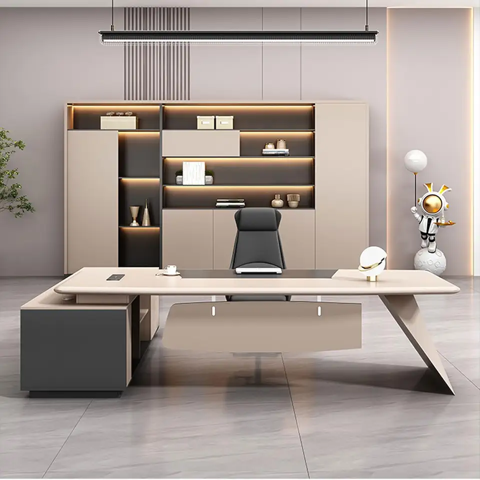 94 Inch White L Shaped Executive Office Desk with File Drawers, Wood Computer Desk with Lateral Cabinet, for Home Office Business Furniture Workstation