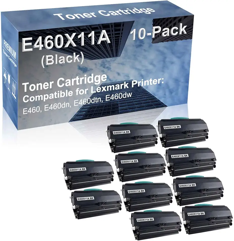 10-Pack Compatible High Capacity E460X11A Toner Cartridge use for E460, E460dn, E460dtn, E460dw Printer (Black)