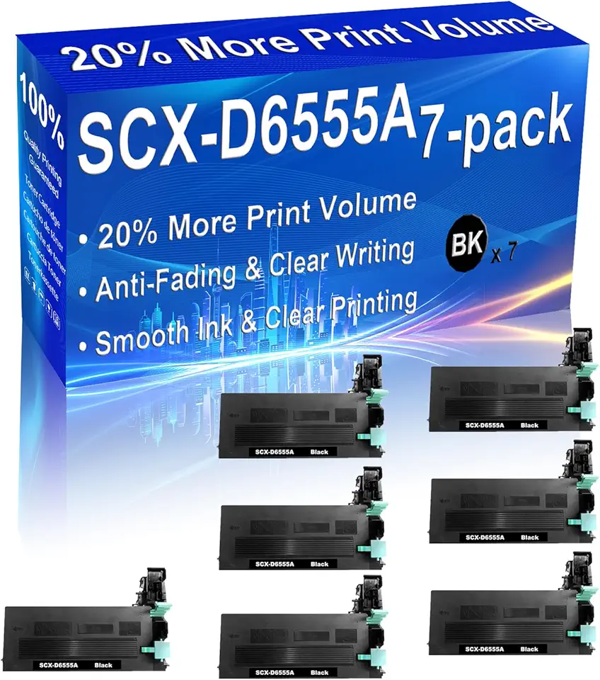 7-Pack (Black) Compatible High Yield SCX-D6555A Printer Toner Cartridge use for SCX-6545N 6555N 6555NG 6555NX Printers