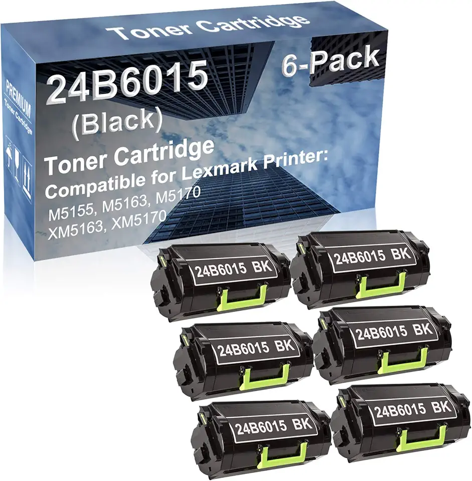 6-Pack Compatible High Capacity 24B6015 Toner Cartridge use for M5155, M5163 Printer (Black)