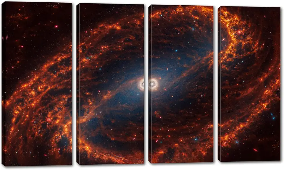 80 x 50 TOTAL - Spiral Galaxy NGC 1300 Canvas Print Space Wall Art 4 Panel Split by NASA James Webb Space Telescope