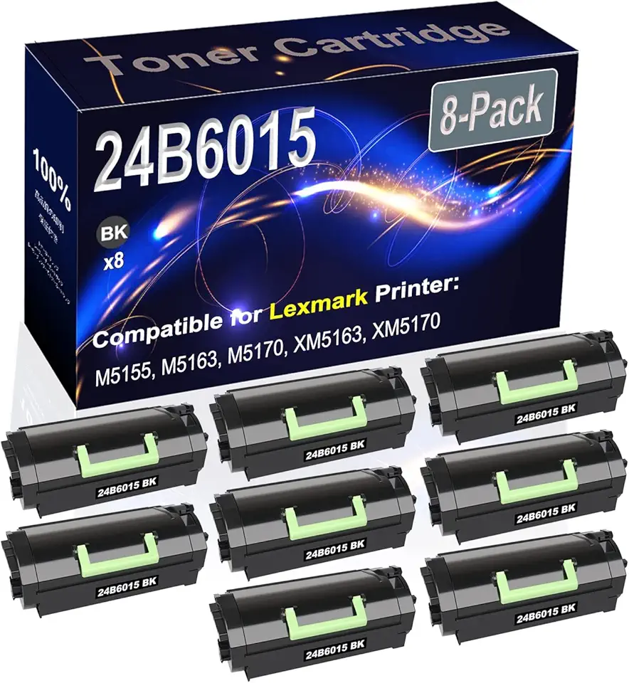 8-Pack (Black) Compatible High Yield 24B6015 Laser Printer Toner Cartridge use for M5155 M5163 M5170 XM5163 XM5170 Printer