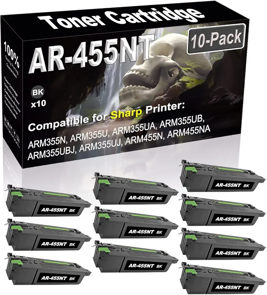 10-Pack (Black) Compatible High Yield AR-455NT AR455NT Laser Printer Toner Cartridge use for Sharp ARM355N ARM355U ARM355UA ARM355UB Printer
