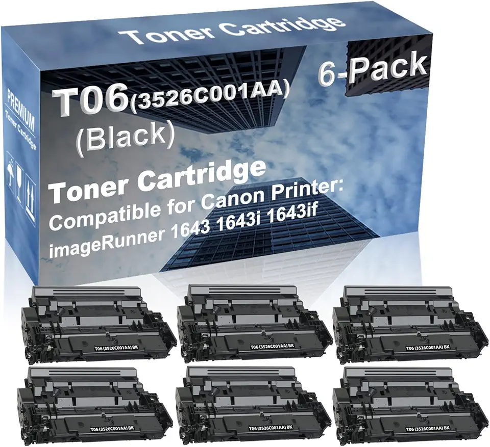 6-Pack Compatible High Yield imageRunner 1643 1643i 1643if Printer Cartridge Replacement for Canon T06 (3526C001AA) Toner Cartridge (Black)