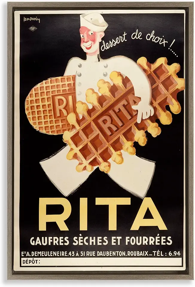 Stupell Industries Antique Cookie Dessert Poster Brown Framed Floater Canvas Wall Art Design by Marcus Jules, 21 x 31
