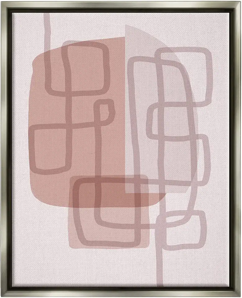 Stupell Industries Neutral Hues Abstract Shapes Framed Floater Canvas Wall Art, Design by Urban Epiphany