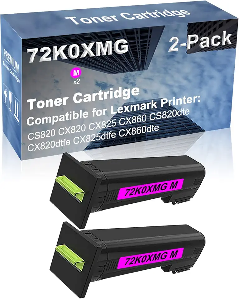 2-Pack (Magenta) Compatible High Yield 72K0XMG Laser Printer Toner Cartridge Used for CX825dtfe CX860dte Printer
