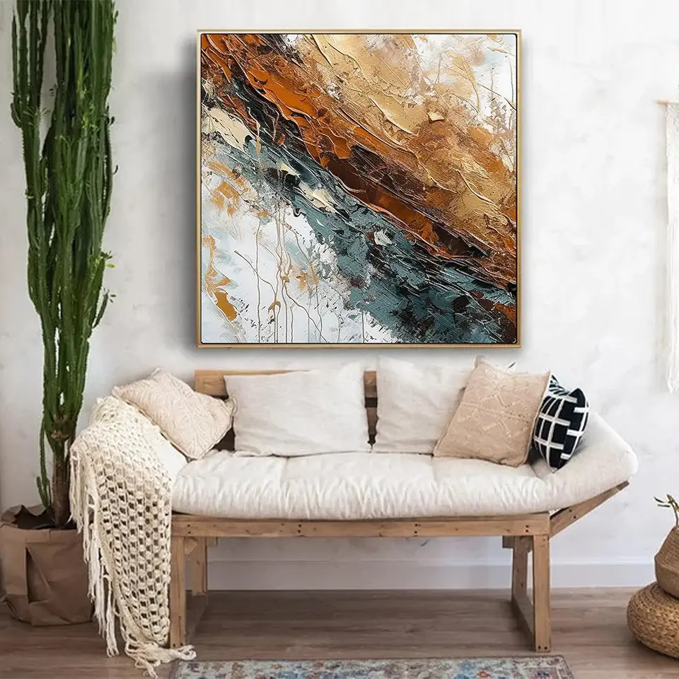 Original Dark Brown Tones Abstract Oil Painting,Minimalist Wall Art,Acrylic Painting,3D Textured Art,Modern Wall Decor For Living Room Office,Housewarming Gift,Unstretched,Frameless,(183X183cm)72X72Inches