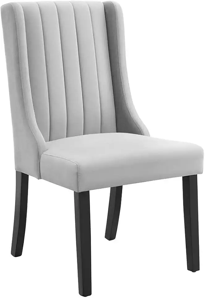 Modway Renew Parsons Performance Velvet Dining Side Chairs - Set of 2 in Light Gray