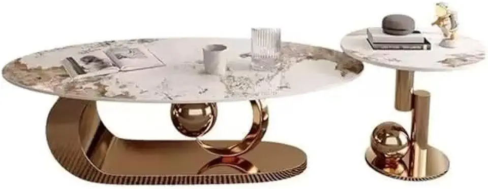 Center Table Tea Table Living Room Simple Modern Oval Rock Slab Creative Bedroom Table(130x70x42cm)