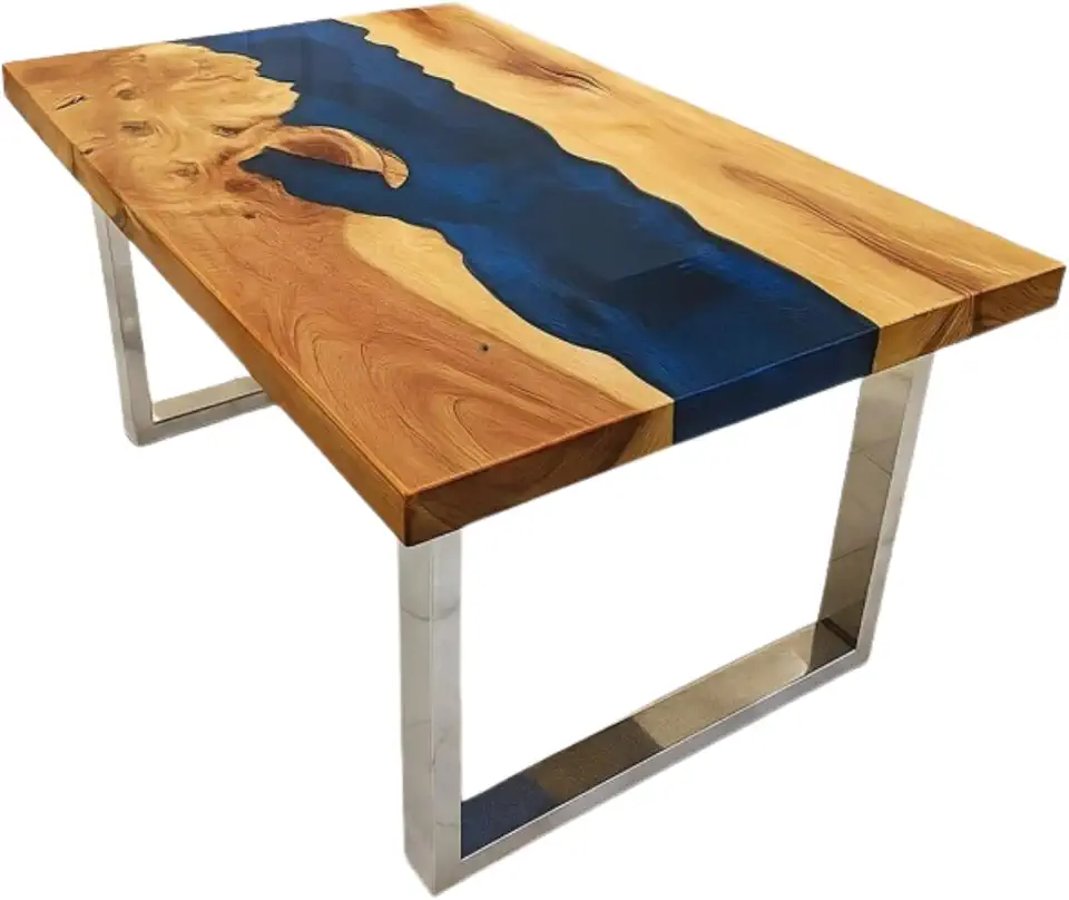 Luxury Epoxy Resin River Dining Table, Live Edge Wood & Blue Epoxy Table, Unique Hallway, River BlueTable, Luxury Desk, Kitchen Table, Gift Home, House Table, Bar Table, Unique Home Gift (40x80 inch.)