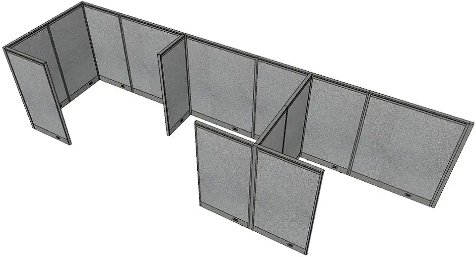 GOF 3 Person Separate Workstation Cubicle (6'D x 21'W x 4'H) / Office Partition, Room Divider (60
