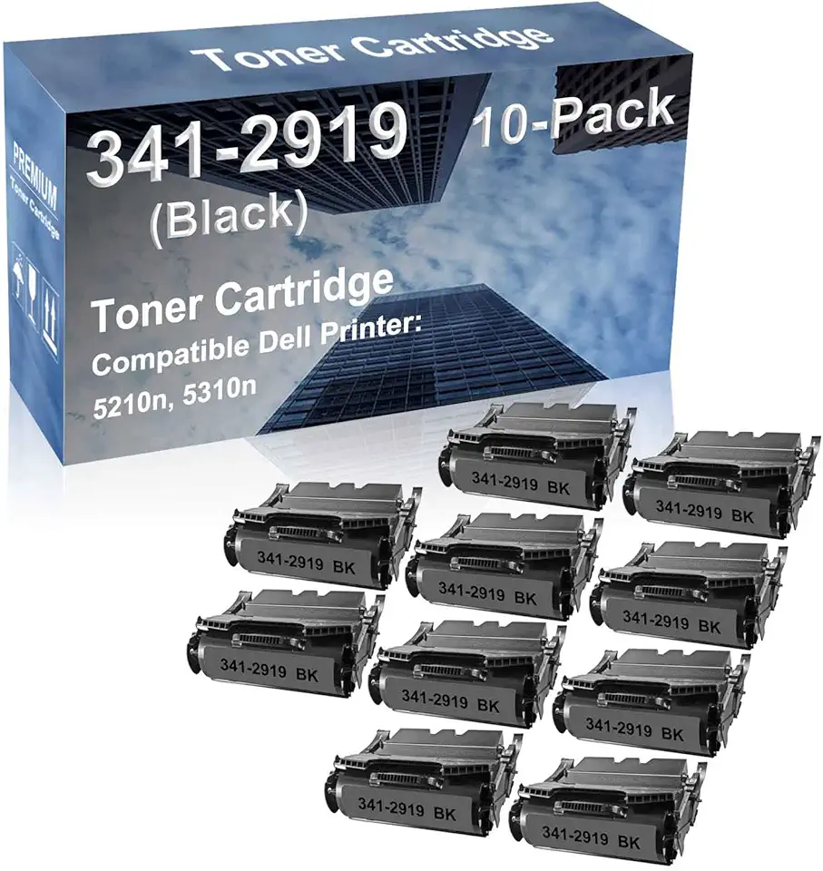 10-Pack Compatible High Capacity 341-2919 (UG219) Toner Cartridge use for Dell 5210n, 5310n Printer (Black)