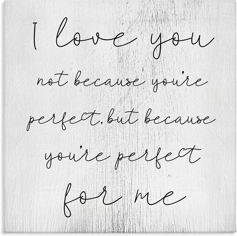 Stupell Industries Love Not Perfect Inspirational Family Word, Design by Daphne Polselli Black Framed Wall Art, 36 x 36, White