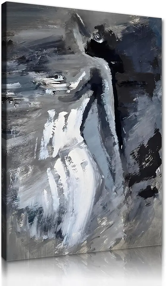 Yeesjoee Black and White Sexy Wall Art Abstract Canvas Wall Art Nude Poster Artwork Sexy Art Print for Living Room Bathroom, 28 x 44inch