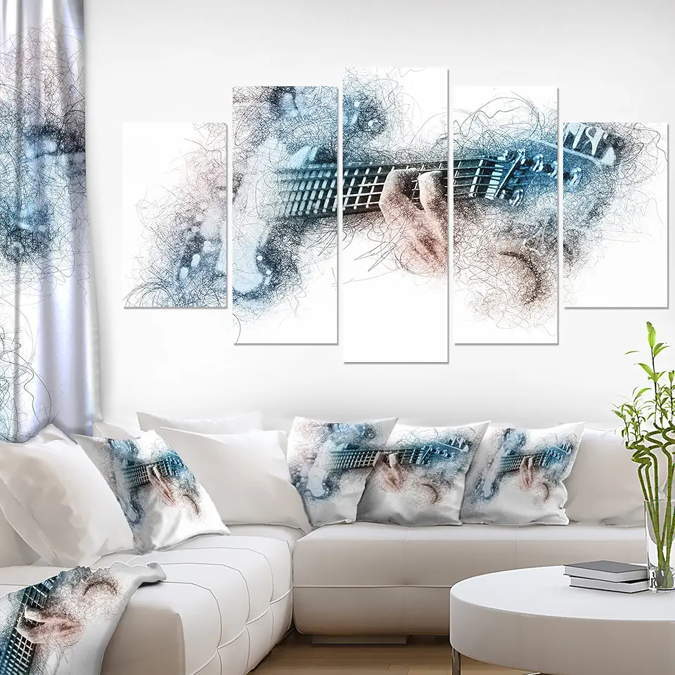 Designart Man Playing A Guitar Watercolor Contemporary on Canvas Art Wall Photgraphy Artwork Print