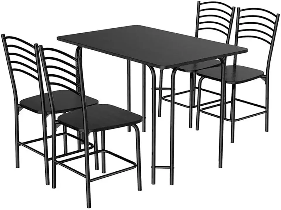 Pemberly Row 5-Piece MDF and Steel Dining Set with Table and 4 Chairs in Black