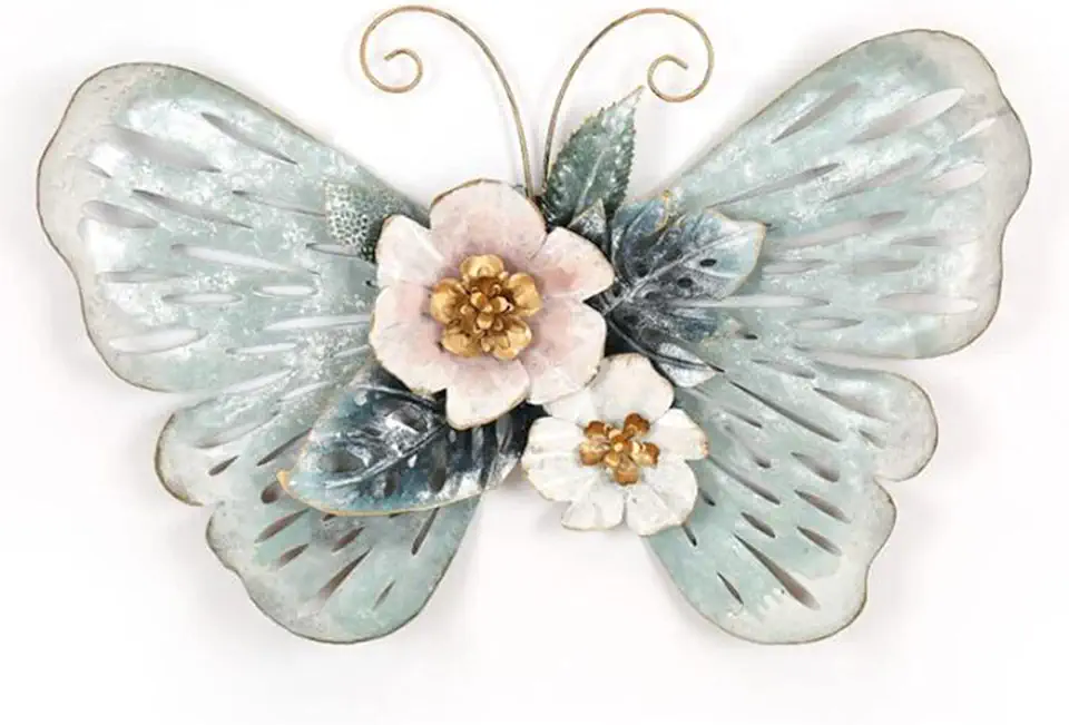 Metal Wall ArtWrought Iron Wall Butterfly Craft Decoration Metal Ornament Restaurant Hotel Home Sofa Background Wall Murals Accessories(Color:D) (D)