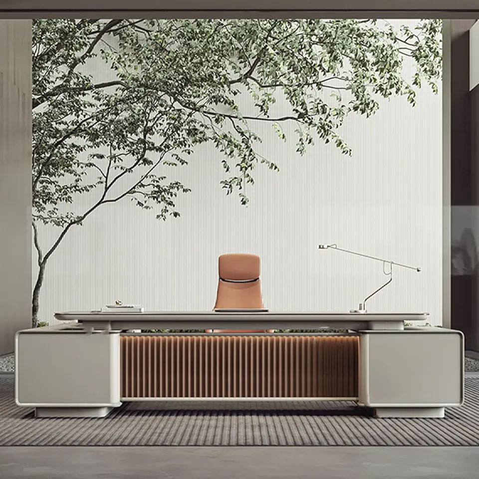 YZABEL Modern Executive Desk Large Sturdy Writing Table, L Shaped Corner Computer Desk Boss Table for CEO Boss Manager, Rustic Computer Table for Home Office, Business Workstation