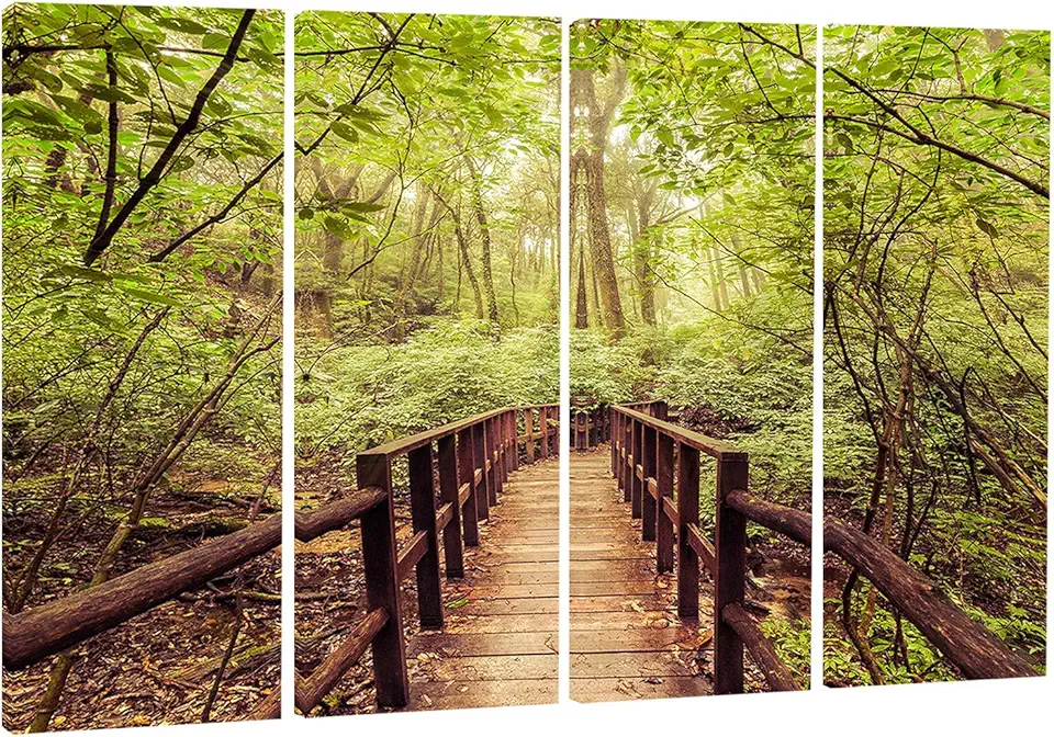 Designart Jungle in Vintage Style-Landscape Photo Metal Wall Art-MT8291-48x28-4 Panels, 28'' H x 48'' W x 1'' D 4P