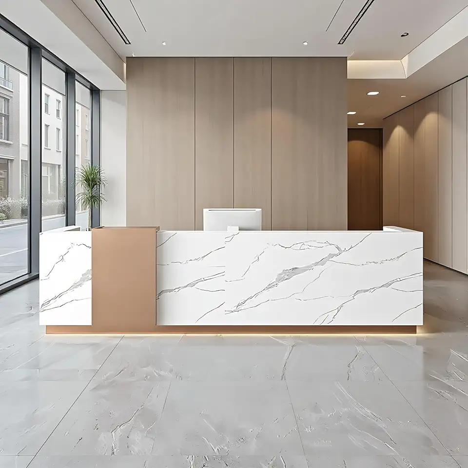 Reception Desk Secretary Desk, Front Desks with LED Light Reception Desks with Counter No Assembly Required Receptionist Checkout Retail Counter Mostrador Para Negocio Modern Checkout Stand(112