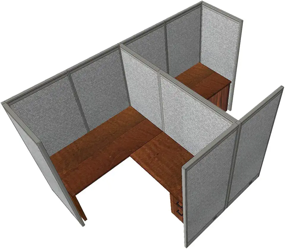 GOF Double 2 Person Workstation Cubicle (11'D x 6.5'W x 4'H) / Office Partition, Room Divider (72