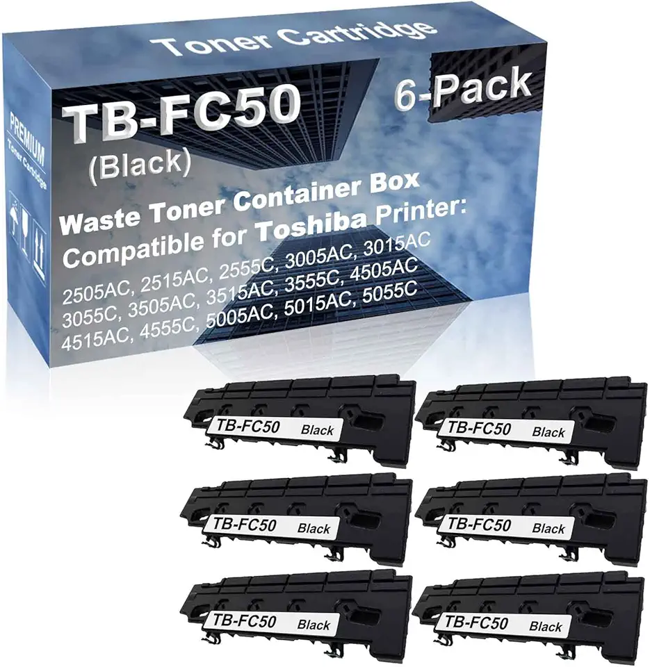 6-Pack Compatible High Capacity TB-FC50 TBFC50 Waste Toner Container Box use for Toshiba E-Studio 2505AC, 2515AC, 2555C, 3005AC, 3015AC Printer (Black)
