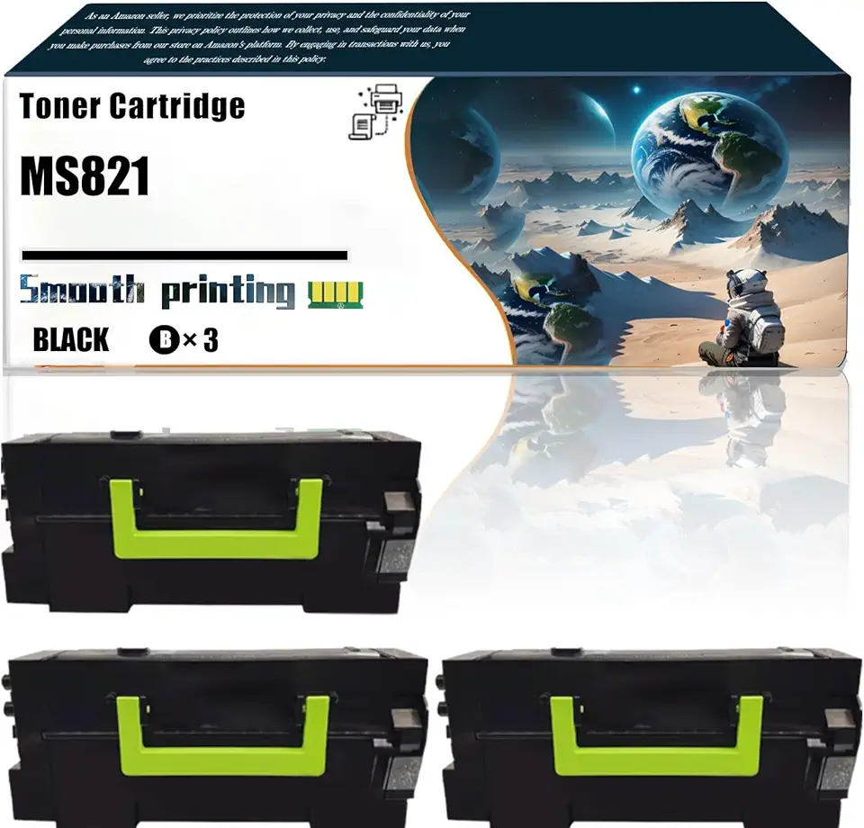 Replacement Parts Toner Cartridge MS821 Compatible with Lexmark MS725 MS821 MS822 MS823 MS824 MS825 MS826 MX721 MX722 MX725 MX822 MX824 Printer (3 Pack Black)
