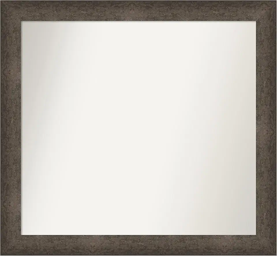 Amanti Art Bronze Bathroom Mirror for Over Sink, 36x39 Custom Made Dappled Light Bronze Rectangle Vanity Mirror, X-Large Modern Wood Frame, Hangs Horizonally and Vertically, Wall Decor