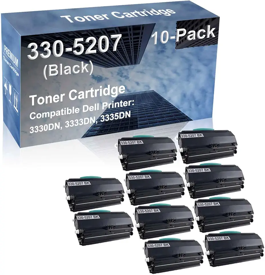 10-Pack Compatible High Capacity 330-5207 (C233R) Toner Cartridge use for Dell 3330DN, 3333DN, 3335DN Printer (Black)