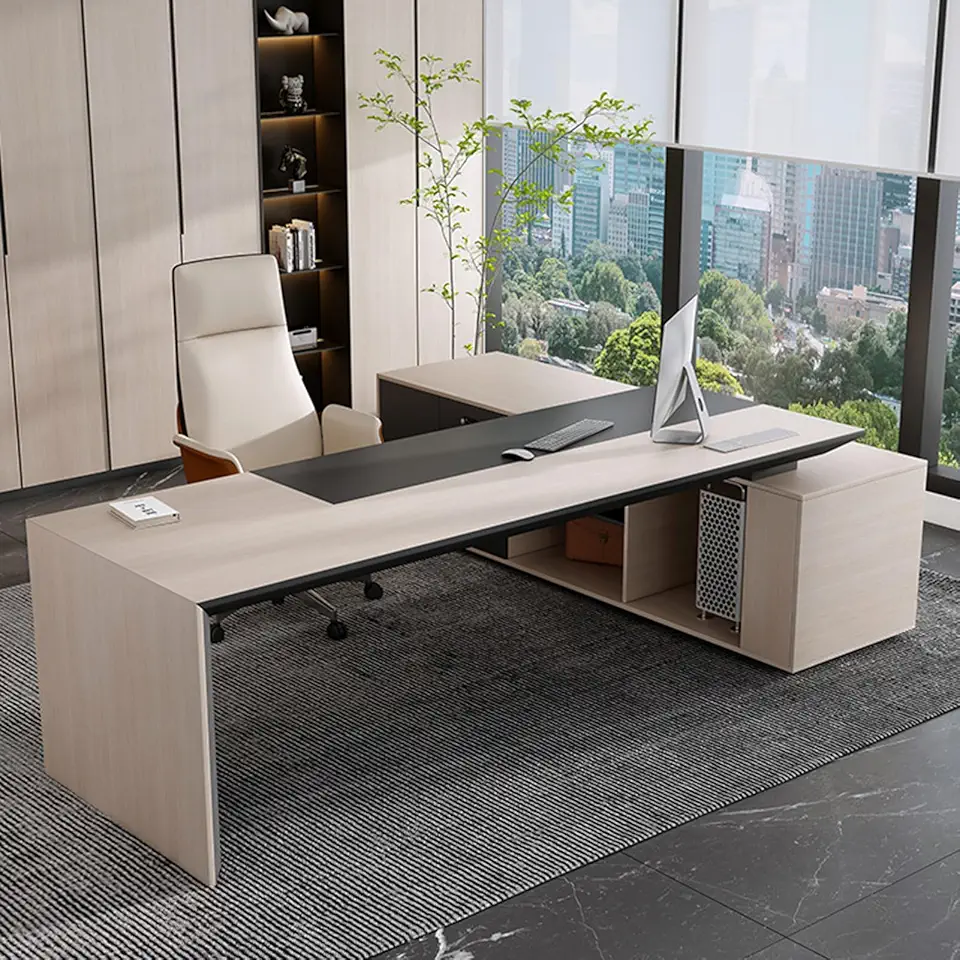 OUDINI Rectangular L Shaped Desk Writing Study Desk Computer Desk Extra Large Workstation Business Furniture Set