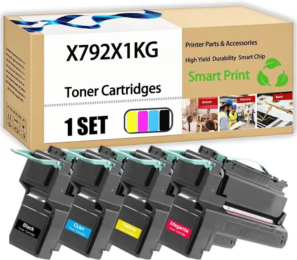 Compatible for Lexmark X792X1KG Toner Cartridges X792DE X792DTE X792DTFE X792DTME X792DTPE X792DTSE Printers, High Yield 20000 Pages, with Chip (4-Pack BK/C/M/Y)