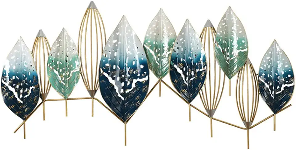Tree Leaf Metal Wall Sculpture, Handmade Leaves Metal Wall Art for Home Living Room Ornaments Hanging Decor Interior Decoration