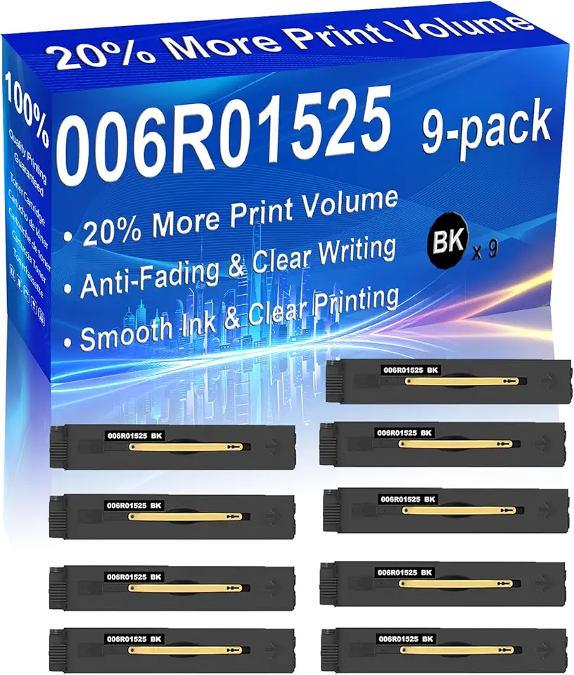 9-Pack (Black) Compatible High Yield 006R01525 Laser Printer Toner Cartridge Use for Color 550 560 570 Printer