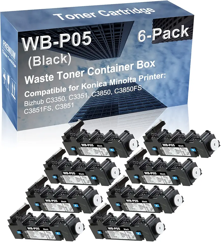 8-Pack Compatible High Yield C3850, C3850FS Printer Waste Toner Container Box Replacement for Konica Minolta WBP05 WB-P05 Toner Cartridge (Black)