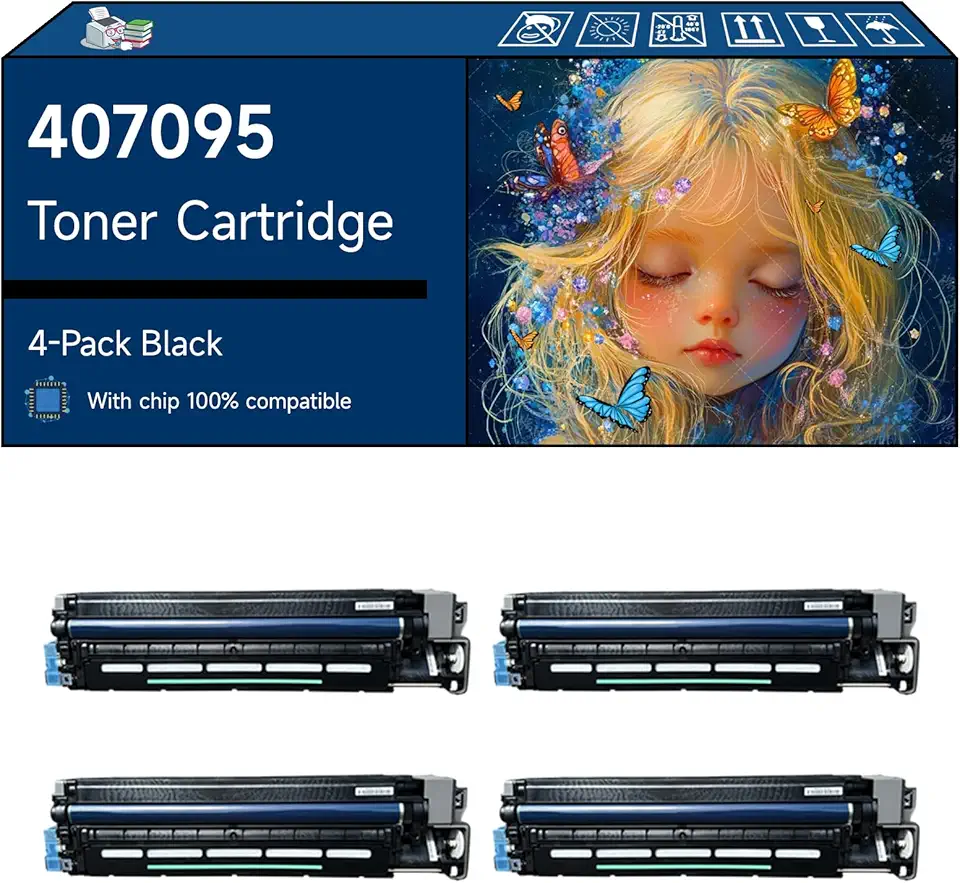 Compatible with Ricoh 407095 Toner Cartridge Work for Ricoh Aficio SP C830DN SP C831DN Printers, High Yield 70000 Pages, with Chip, High-Definition Printing (4 Pack Black)