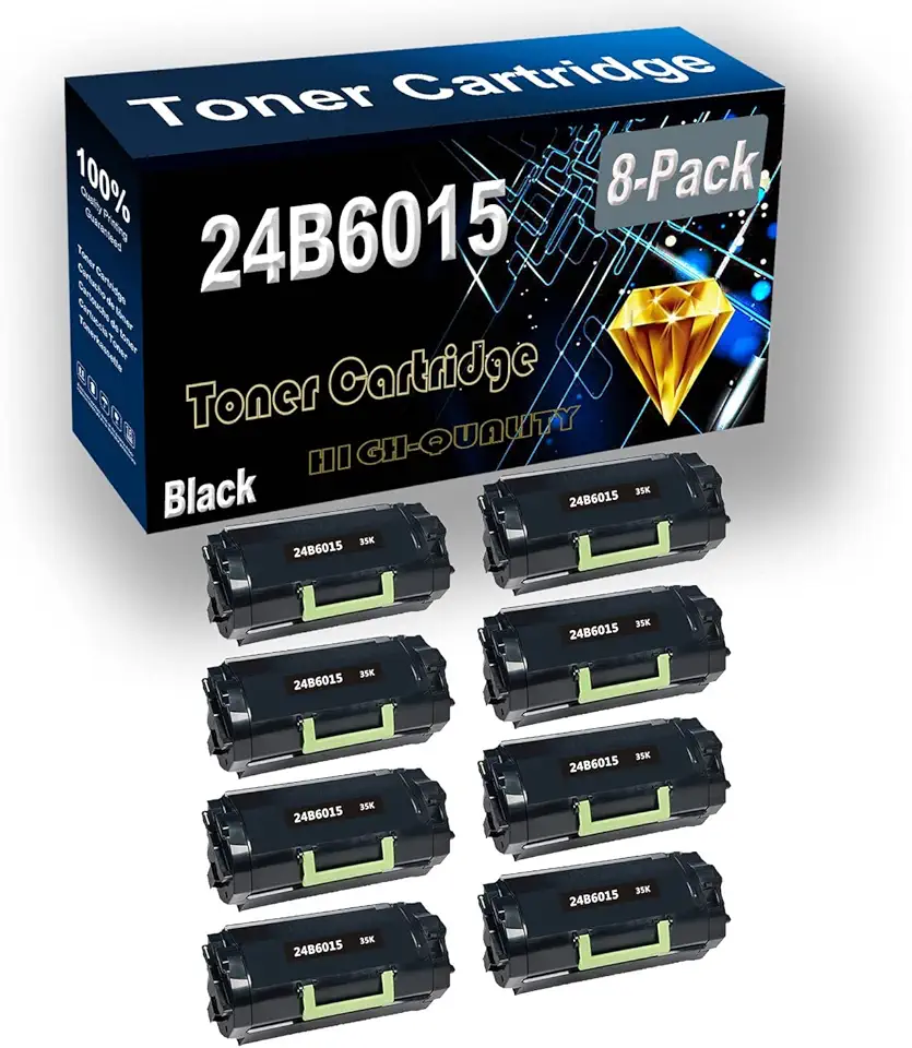 8-Pack (Black) Compatible High Yield 24B6015 Black Toner Cartridge use for M5155 M5163 M5170 XM5163 XM5170 Printer