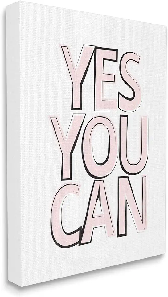 Stupell Industries Yes You Can Phrase Minimal Pink Bold Text, Design by Martina Pavlova Canvas Wall Art, 36 x 48