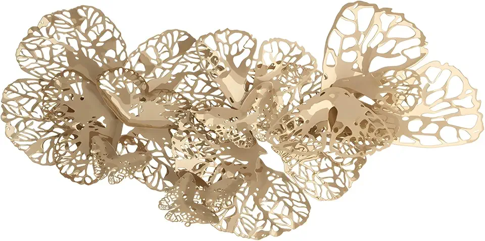 Wall Decorations with Accessory, Gold 3D Wall Decor for Living Room, Wall Art Decor for Office Bedroom Hotel(59x29 in)