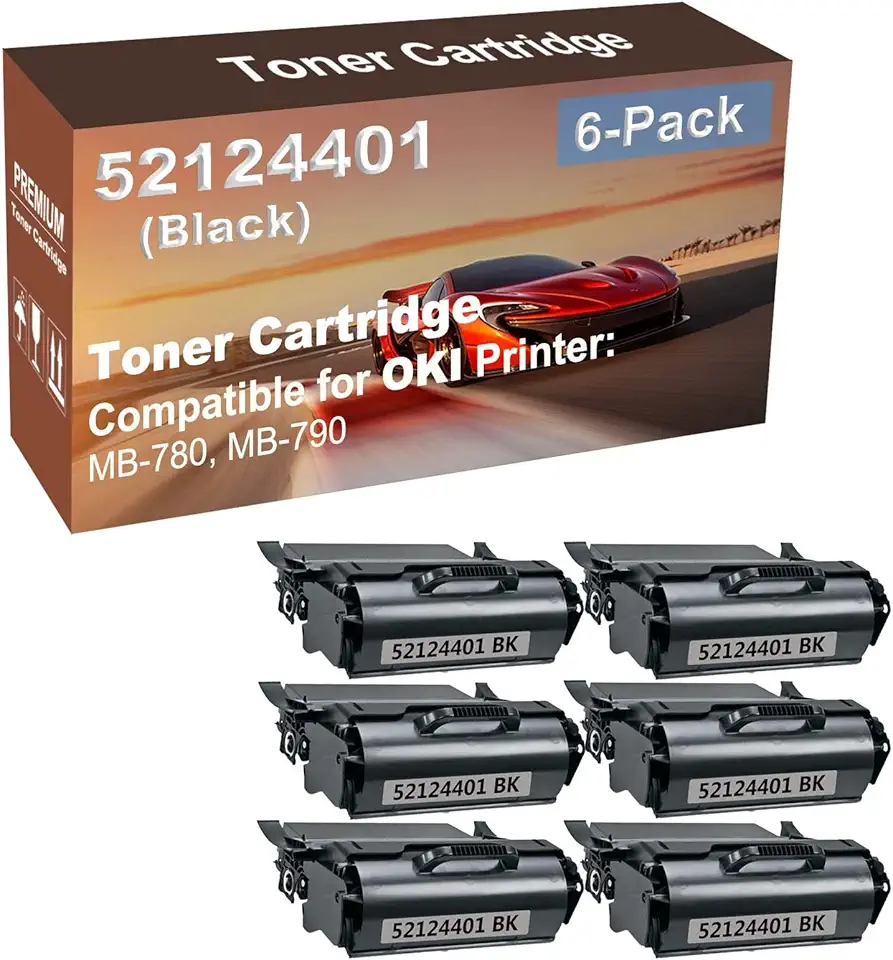 6-Pack Compatible High Capacity 52124401 Toner Cartridge use for MB-780, MB-790 Printer (Black)
