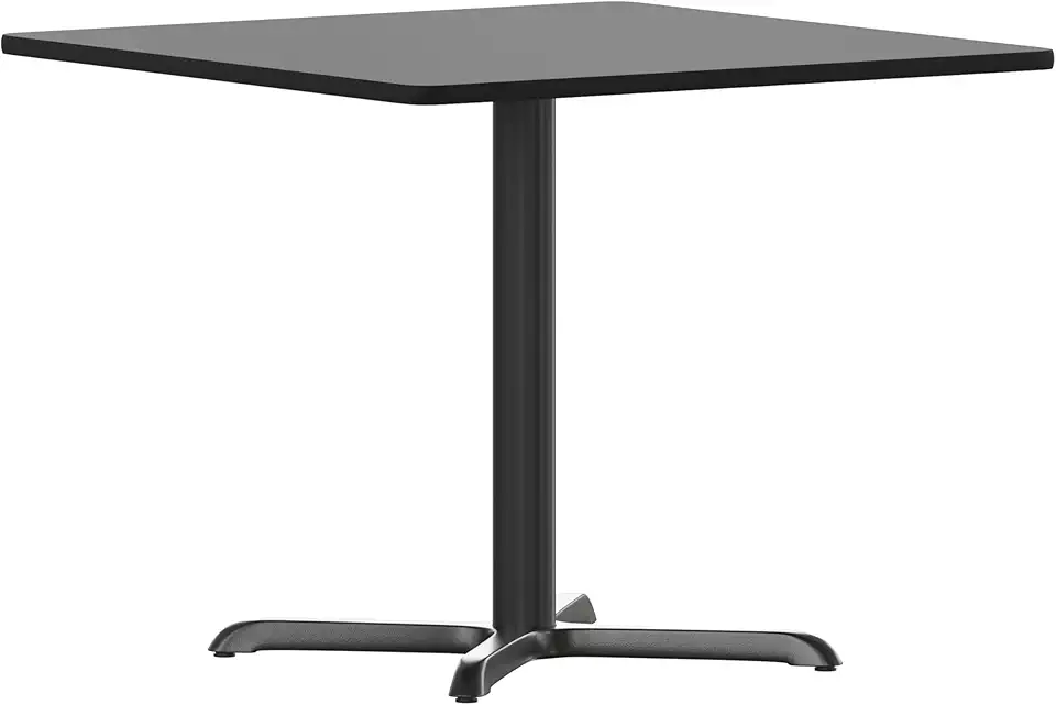 Flash Furniture 36'' Square Black Laminate Table Top with 30'' x 30'' Table Height Base