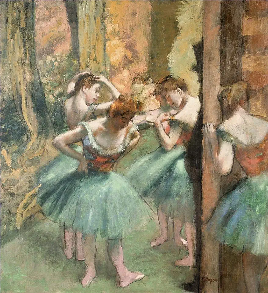 Toperfect Oil Painting Handmade $50-$2000 by College Teachers - 29 Degas Paintings - Dancers Pink and Green Edgar Degas Impressionism - Famous Paintings on Canvas -Size2